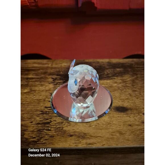 Swarovski Crystal Owl Green Crystal Encrusted Eyes + Display Mirror Giftable EUC - Picture 6 of 7